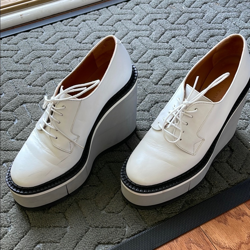 Robert Clergerie White Platform Wedge Shoes